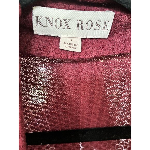 Knox Rose Long Line Cardigan Waffle Knit Open Front with Drapey Collar Size 1 - Picture 3 of 6